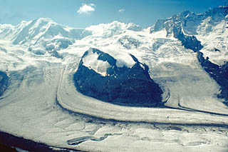 The Gorner glacier in the Valaisian Alps