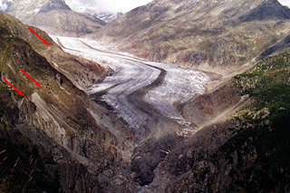 The Great Aletsch glacier in the Bernese Alps