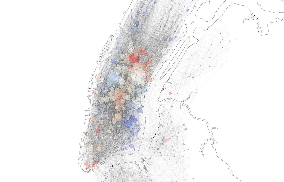 Fig. 5: Bike Stations and Trips in the Morning.